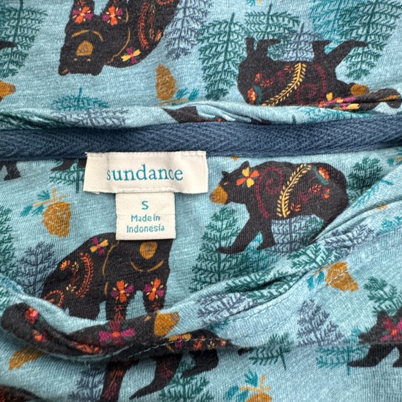Sundance Novelty Print Bear‎ Print Top Blue Woodland Animal Cottage Bear Small - Picture 8 of 10